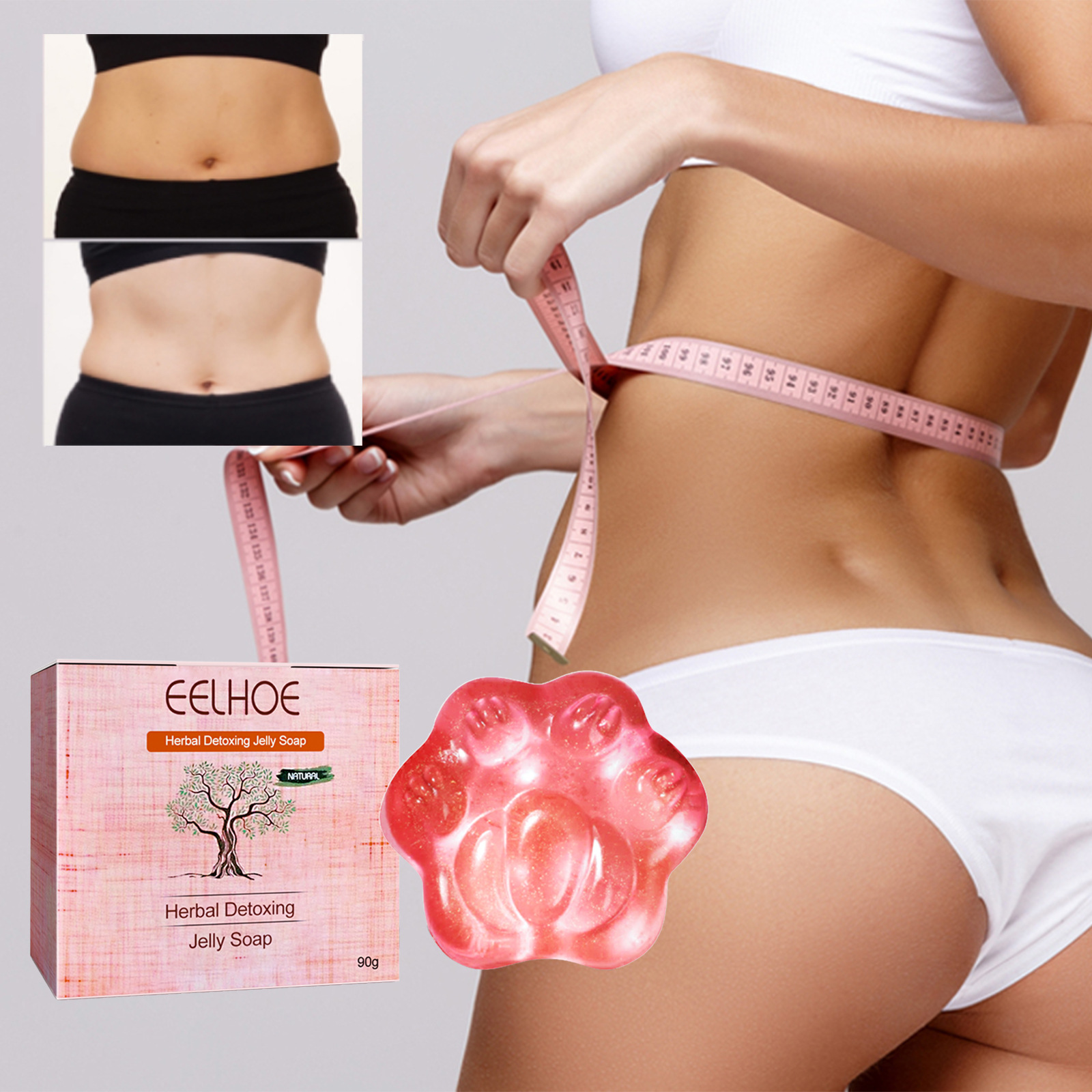 EELHOE Herbal Slimming Jelly Soap, Herbal Essence Deep Cleansing, Moisturizing, Firming And Slimming Soap For Skin_voghion.com