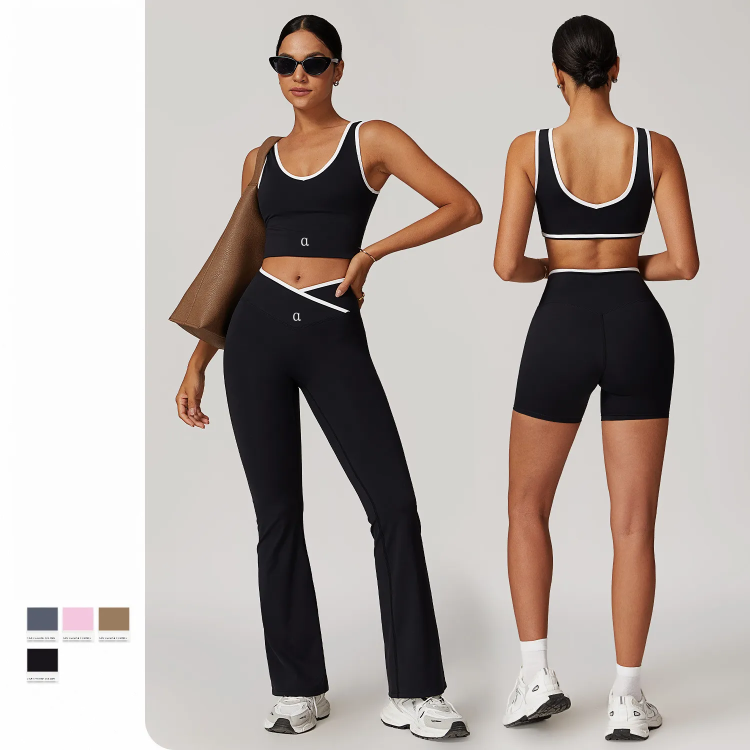 8843 Yoga Set Dames Tweedelige bralette Gym Trainingspakken BH Fiess Shorts Fared Broek Workout Sportkleding_voghion.com