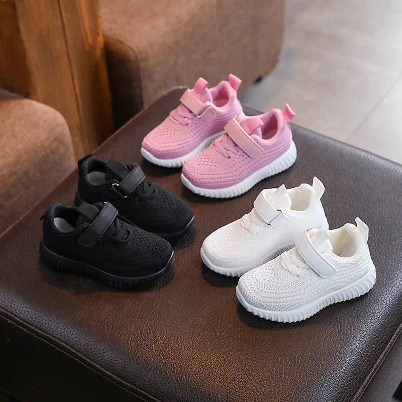 Toddler Tennis Sneakers Slip On Girls Boys Sport Running Cutefeet Mesh with Soft Soled Kids Sports Pink Black White_voghion.com