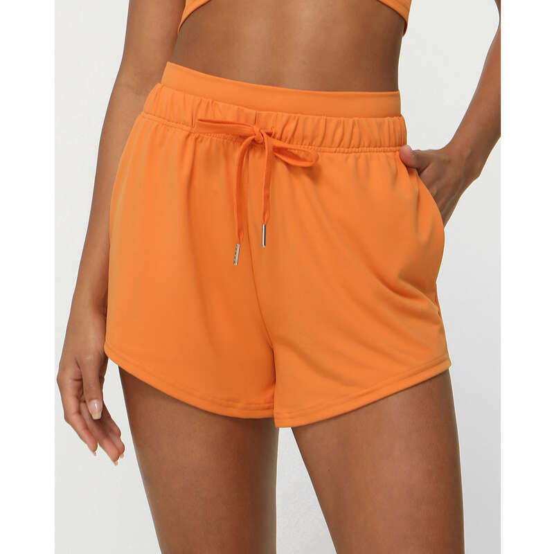 Pantalones cortos deportivos de tres piezas para mujer, finos, de verano, con cordón para yoga, fitness, running e informales_voghion.com