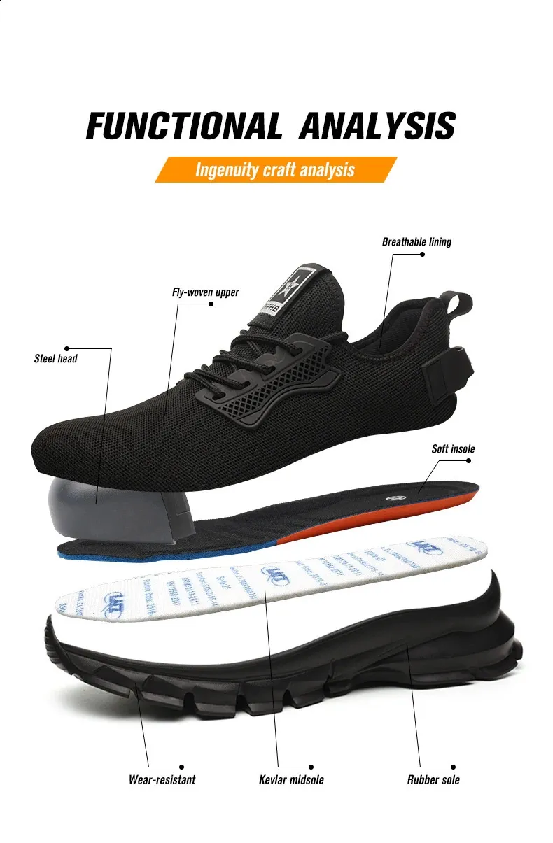 Chaussures de sécurité confortables, respirantes, anti-écrasement et anti-perforation, à semelles souples 250122_voghion.com