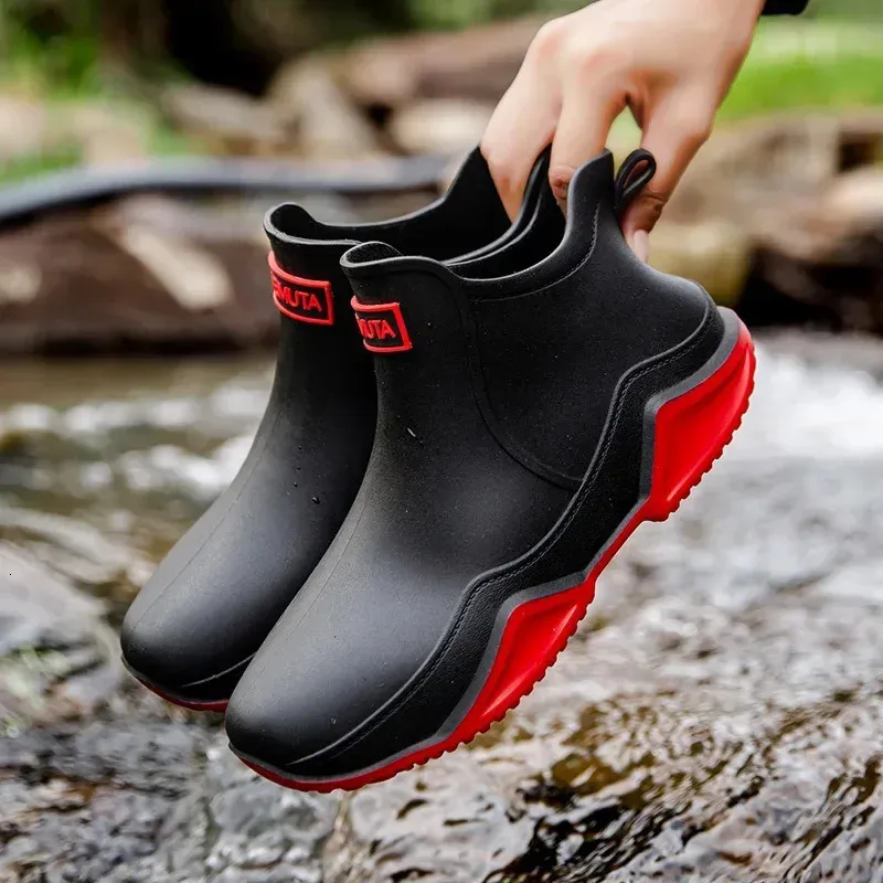 Fashion Couples Outdoor Rain Men High Top Hiking Fishing Water Anti-slip Chef Work Ankle Boots Waterproof Shoes 240621_voghion.com