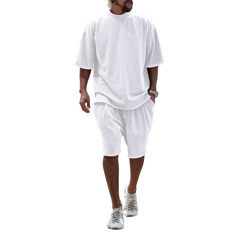 Unschlagbare Qualität 2024 Sommer Große Edition Sport-Set Lässige Lose Kurzarm-T-Shirt-Shorts Trendy Herrenbekleidung_voghion.com