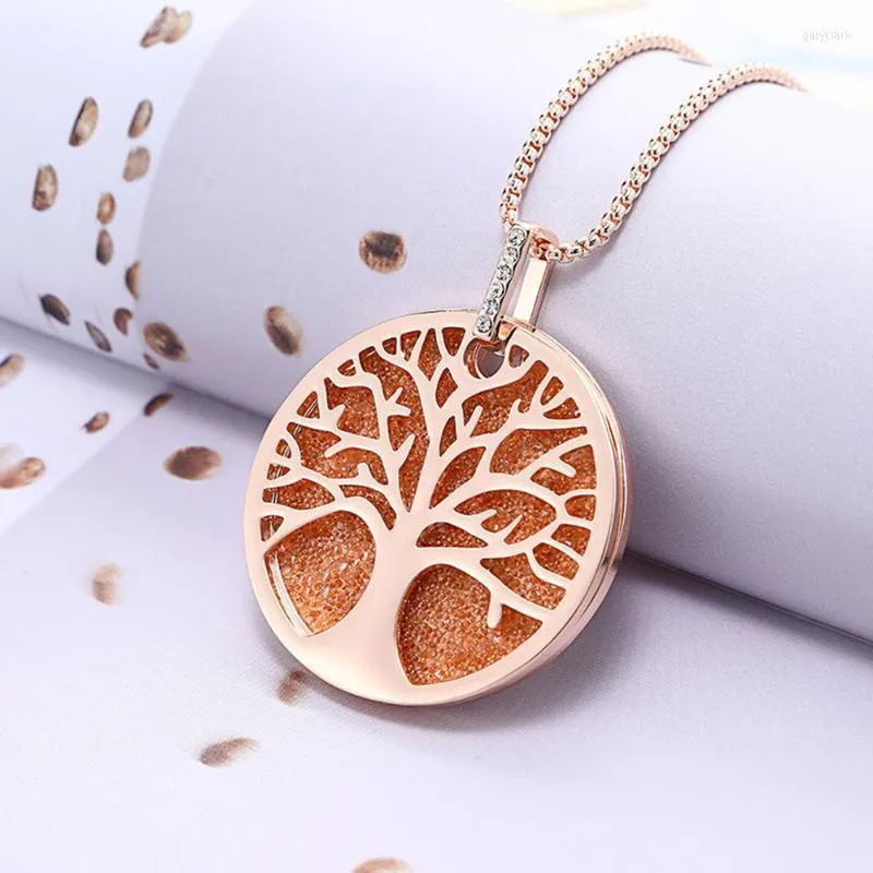 Colliers pendentifs 2023 Collier arbre de vie tendance en cuir cristal double couche grande breloque plante bijoux de mode pour_voghion.com