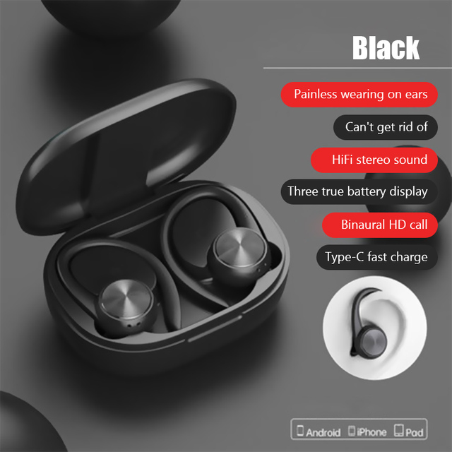 Ακουστικά Bluetooth TWS R200 Fone Στερεοφωνικά Ακουστικά Ασύρματα Ακουστικά BT 5.0 με γάντζο και μικρόφωνο για παιχνίδια_voghion.com