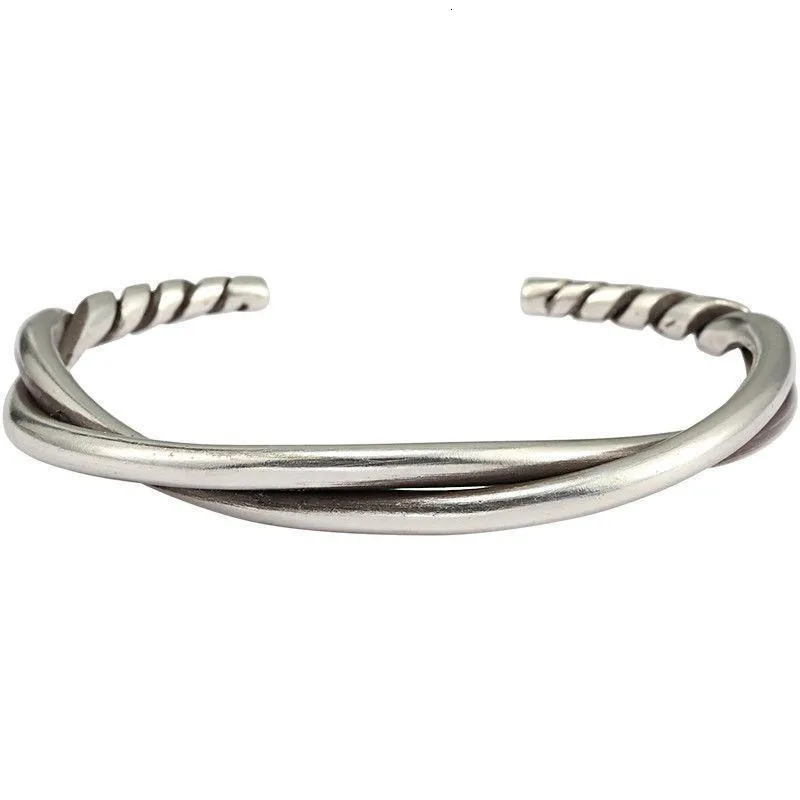 Bracciale rigido twist vintage da uomo gioiello argentato_voghion.com