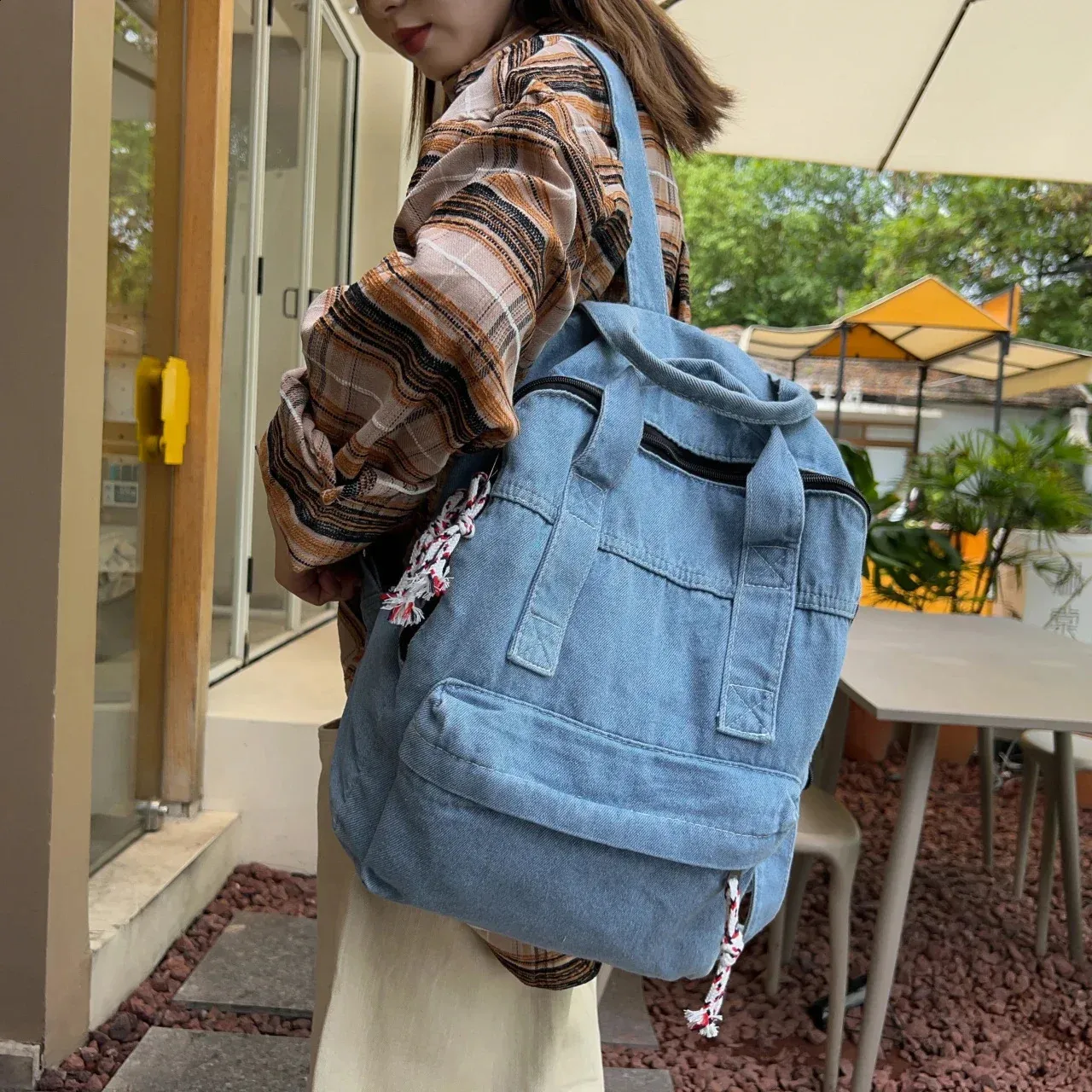 Retro Denim Womens Backpack Canvas Shoulders Bag College Knapsack Big Packbag Travel Rucksack Student Jeans Mochila Y2K_voghion.com