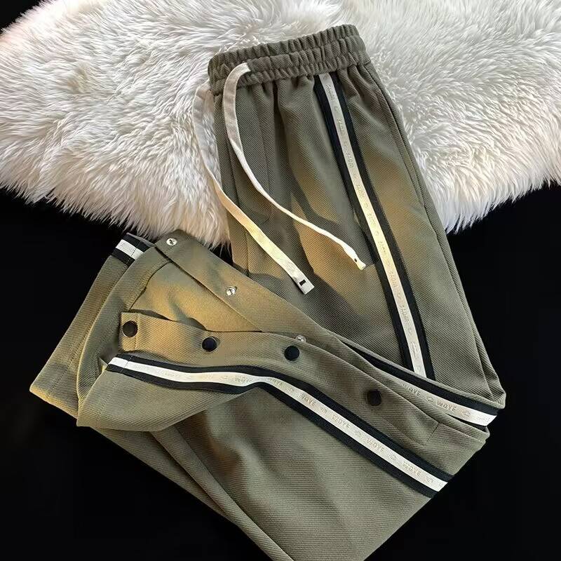 Men’s Clothing Embroidered Loose Sweatpants Men’s Casual High Street Hip Hop Trendy Brand High Waist Sports Trousers