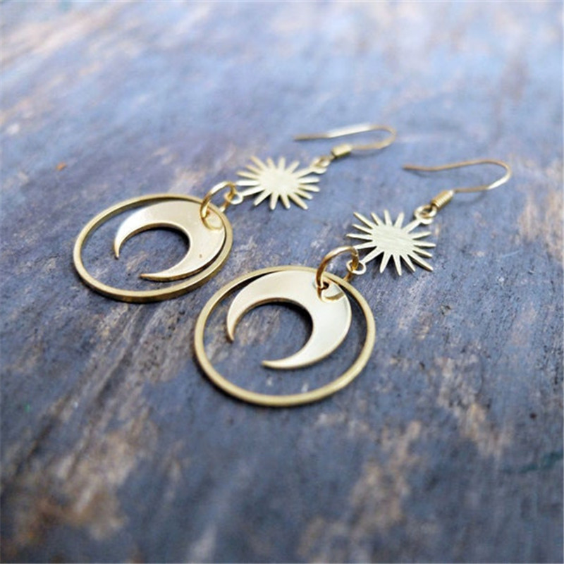Earrings Star, sun and moon cosmic earrings_voghion.com