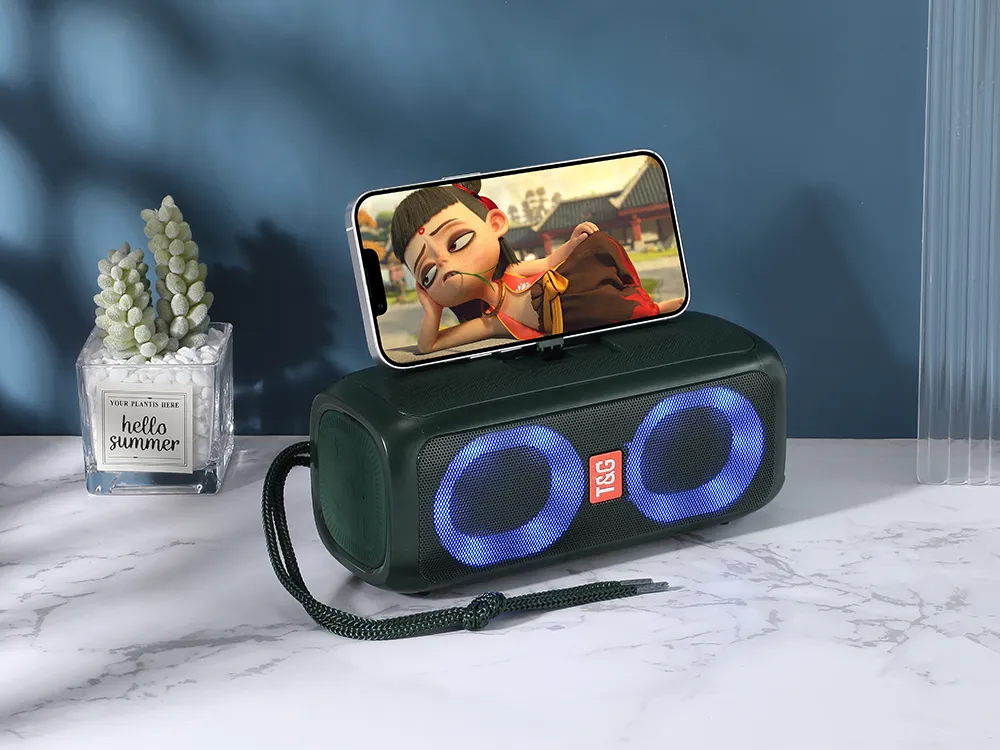 TG333 Portable Wireless Bluetooth Subwoofer Waterproof Outdoor TF USB Stereo With Phone Stand Speaker_voghion.com