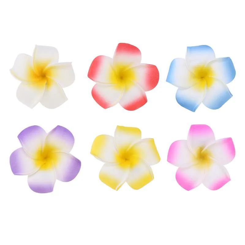 24 peças 2,4 polegadas havaiano plumeria flor clipe espuma cabelo acessório para praia festa casamento evento decoração acessórios (12 cores)_voghion.com