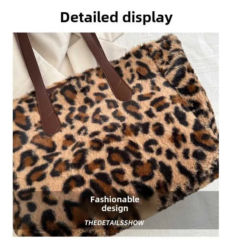 Sacs à main vintage à imprimé léopard pour femme, polyvalents, nouvelle collection hiver, texture pelucheuse, tempérament, généreux_voghion.com