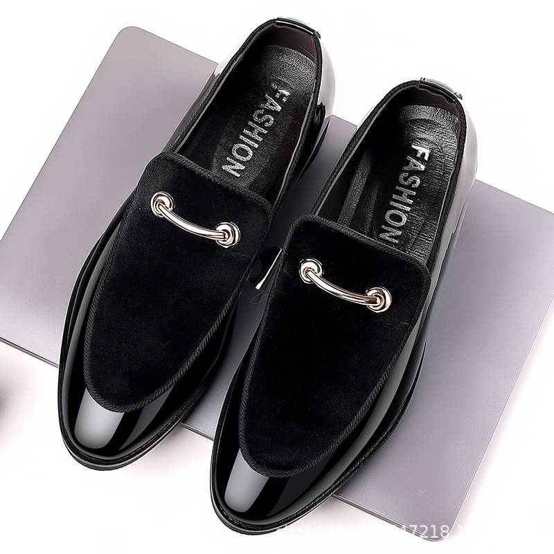 Chaussures en cuir britanniques pour hommes, chaussures décontractées en cuir verni suédé, mocassins tendance version coréenne