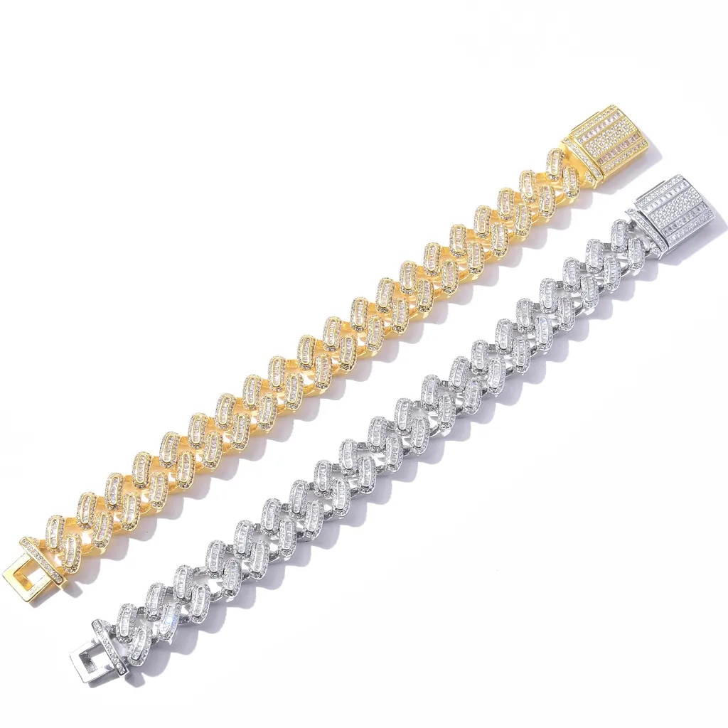 Bracciale cuban link hip hop con zirconi per uomo color argento_voghion.com
