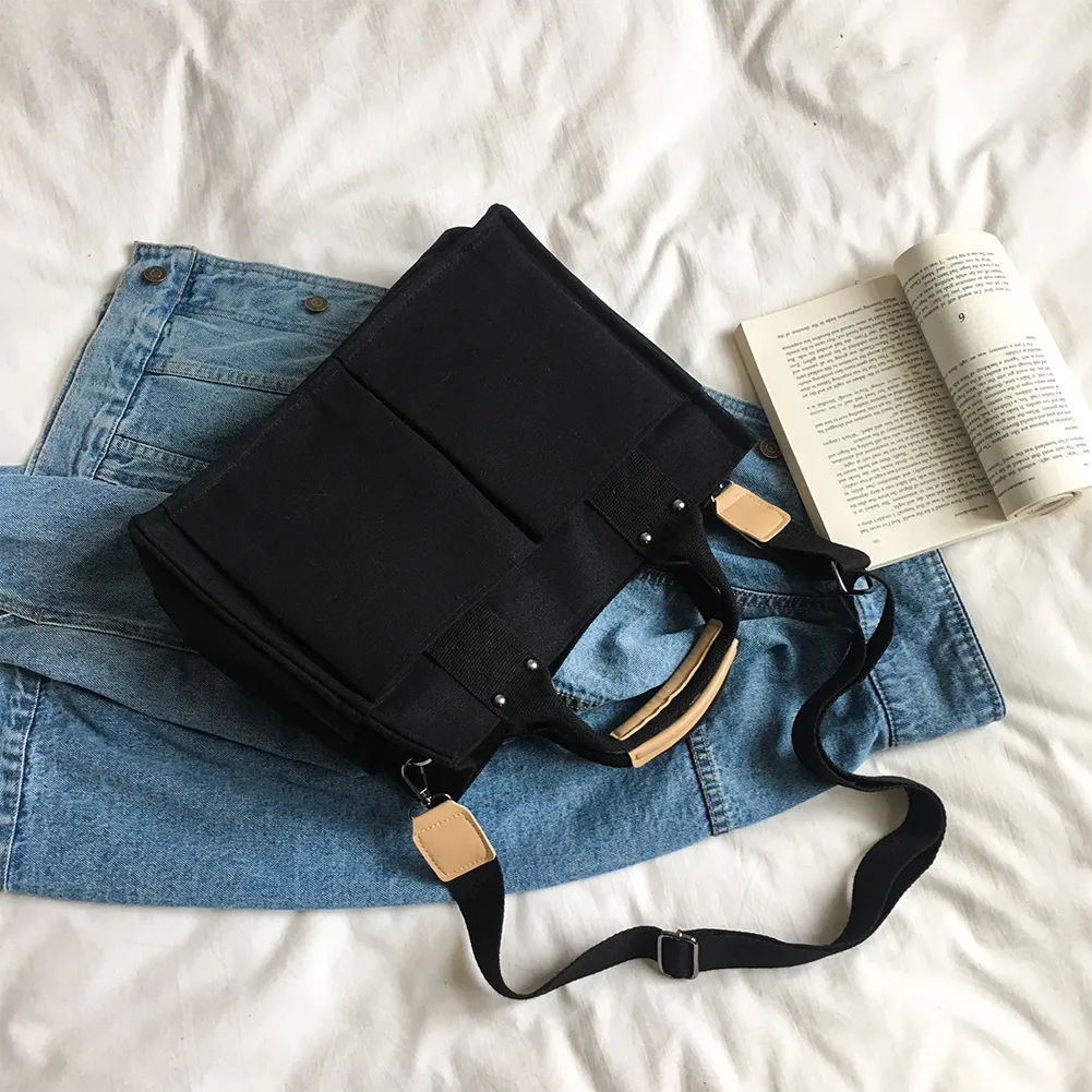 Borsa a tracolla in tela, alla moda, con manico superiore, grande capacità, multitasche, tracolla regolabile, semplice e portatile per il fine settimana_voghion.com