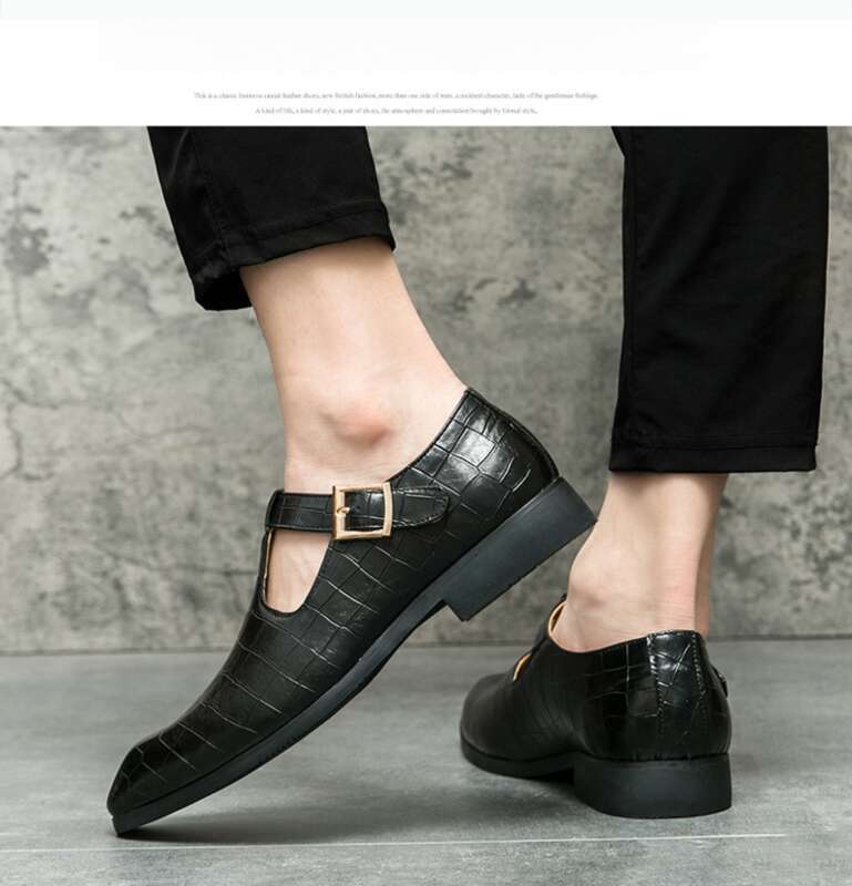 Læder til efteråret business kjole, overdimensioneret afslappet blød sål sorte mænds bryllup og gommens sko_voghion.com