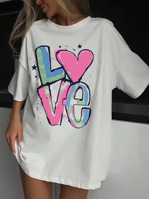 Heißer verkauf Liebe Paar Kleidung T-Shirts Grafik T-shirt Frauen Übergroßen Straße T-Shirt Casual Oansatz T Kleidung Kühlen Baumwolle Kurze_voghion.com