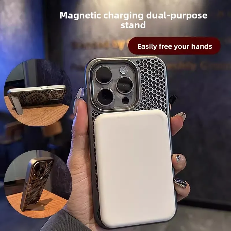 Firm Support Magnetic Case Honeycomb Air Flow Cooling Foldable Stand Wear Proof All IPhone Compatible Shell_voghion.com