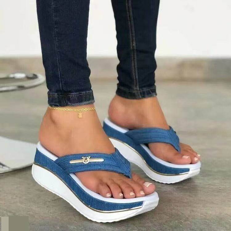 Damenschuhe Große Größe Slope Heel Dickbesohlte Sandalen Damen Sommer Neue Flip Flops Outdoor Casual Sandalen Wish_voghion.com