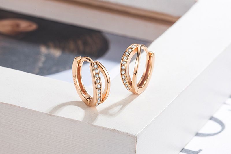 Zircone a doppio strato per donna, semplice e versatile, non c'è bisogno di toglierli quando si dorme, orecchini alla moda, diametro_voghion.com