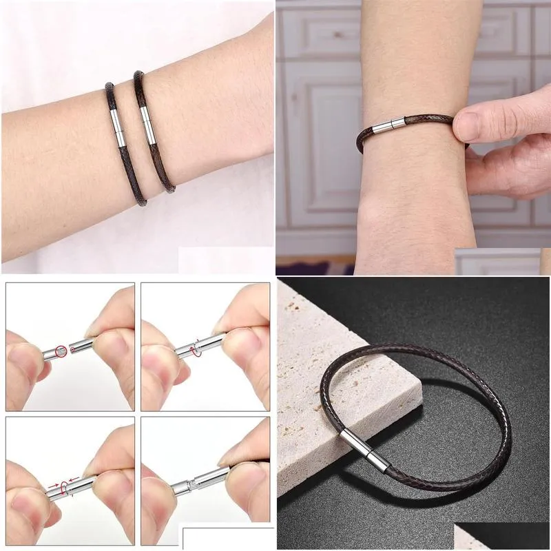 Catene Jiayiqi Braccialetti in corda cerata fatti a mano in pelle Braccialetti portafortuna in corda Braccialetti per donne e uomini Consegna a domicilio_voghion.com