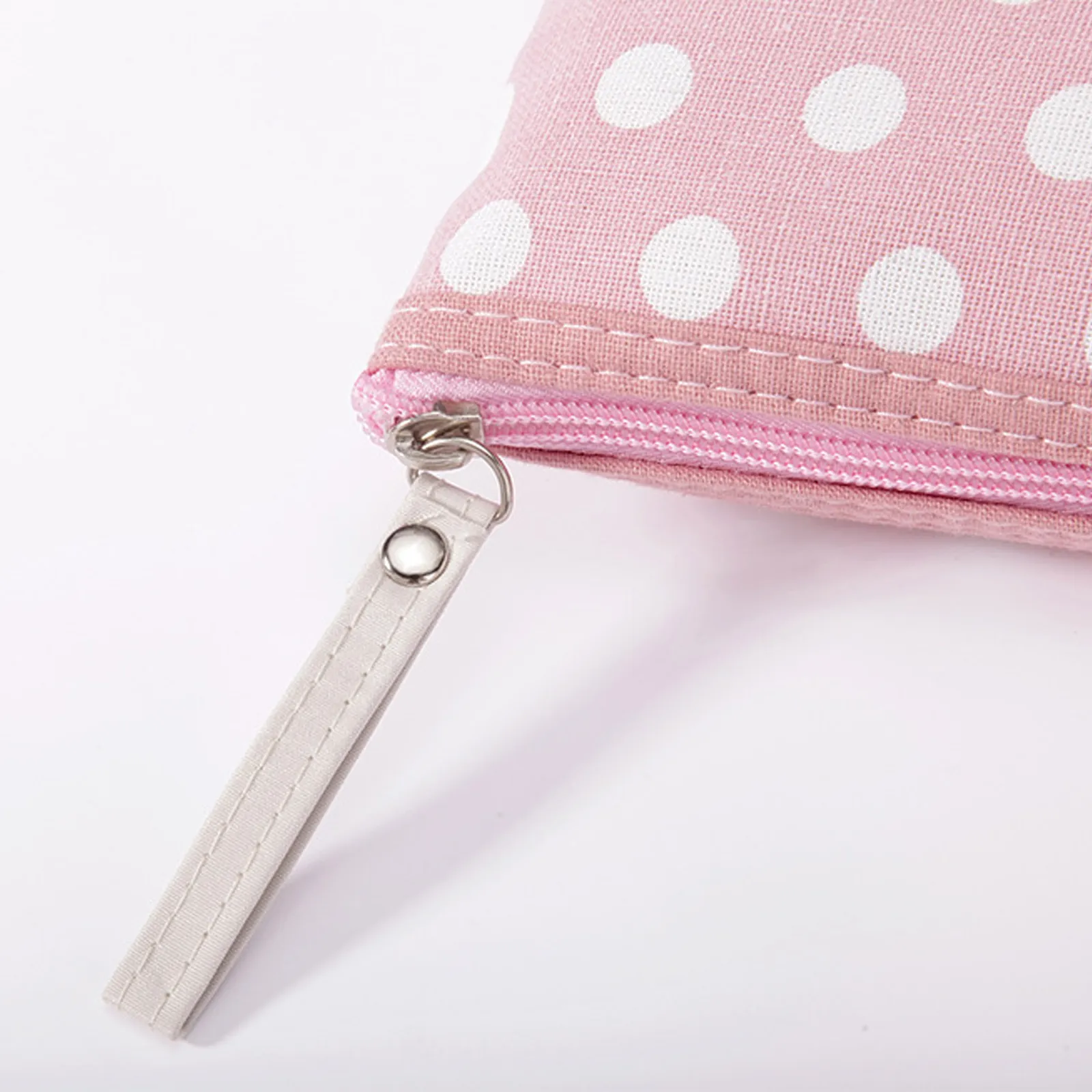 Semplici borse per il trucco in tessuto a pois, impermeabili, portatili, con cerniera, piccole borse per cosmetici, per donne e ragazze, in tela._voghion.com