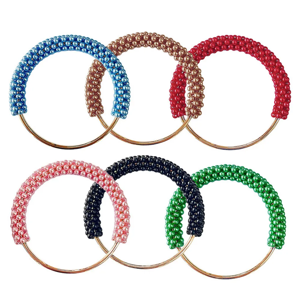 2pcs High-grade Purse Pearl Replacement Round Handle Clutch Handbag Handles DIY Handmade Crochet Bag Accessories_voghion.com