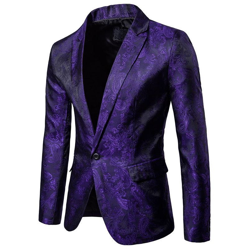 1 Plus Size Suit Court Style Hidden Pattern Design Fashion Single Button Slim Fit Men's Blazer_voghion.com