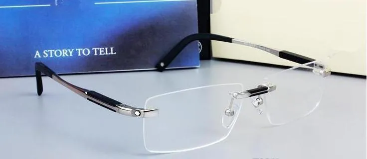 New Design Rimless Glasses Wide Spectacle Men Square Eyeglasses Frames 0349 Titanium Glasses Prescription Lens Optical_voghion.com