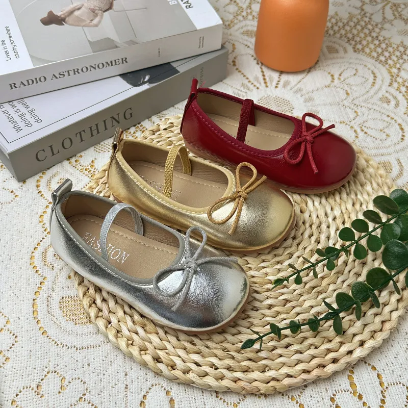 Ballerines en cuir verni à bout rond pour bébé fille, nœud classique, bande élastique, princesse Happysteps, tout-petit, enfant, doux_voghion.com