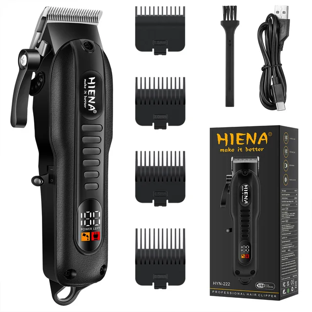 Mașină de tuns HIENA pentru bărbați, kit profesional pentru tuns frizer, hine, 1200 mAh, baterie puternică, mașină de tuns electrică fără fir_voghion.com