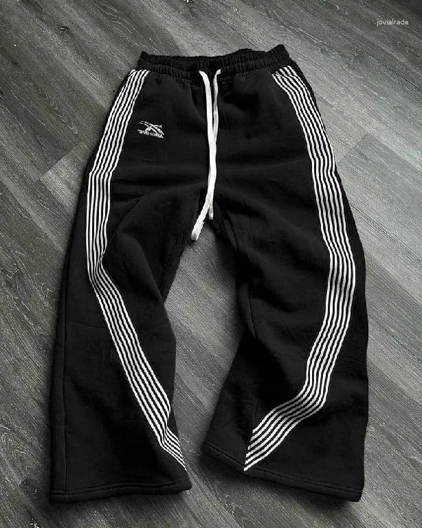 Men's Pants Streetwear American Sweatpants Y2K Men Women Haruku Hip Hop Striped Pattern Baggy Casual Stretch Jogging
