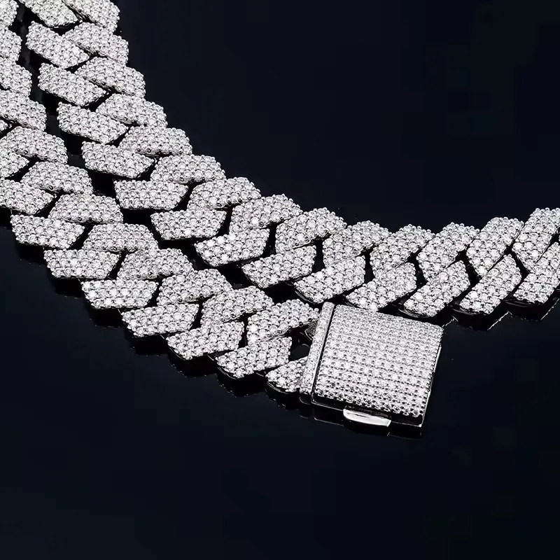Miami Cuban Link Chain Necklace Designer for Men 3 Row Bling Moissanite Diamond 20MM Wide Choker Iced Out Chains_voghion.com