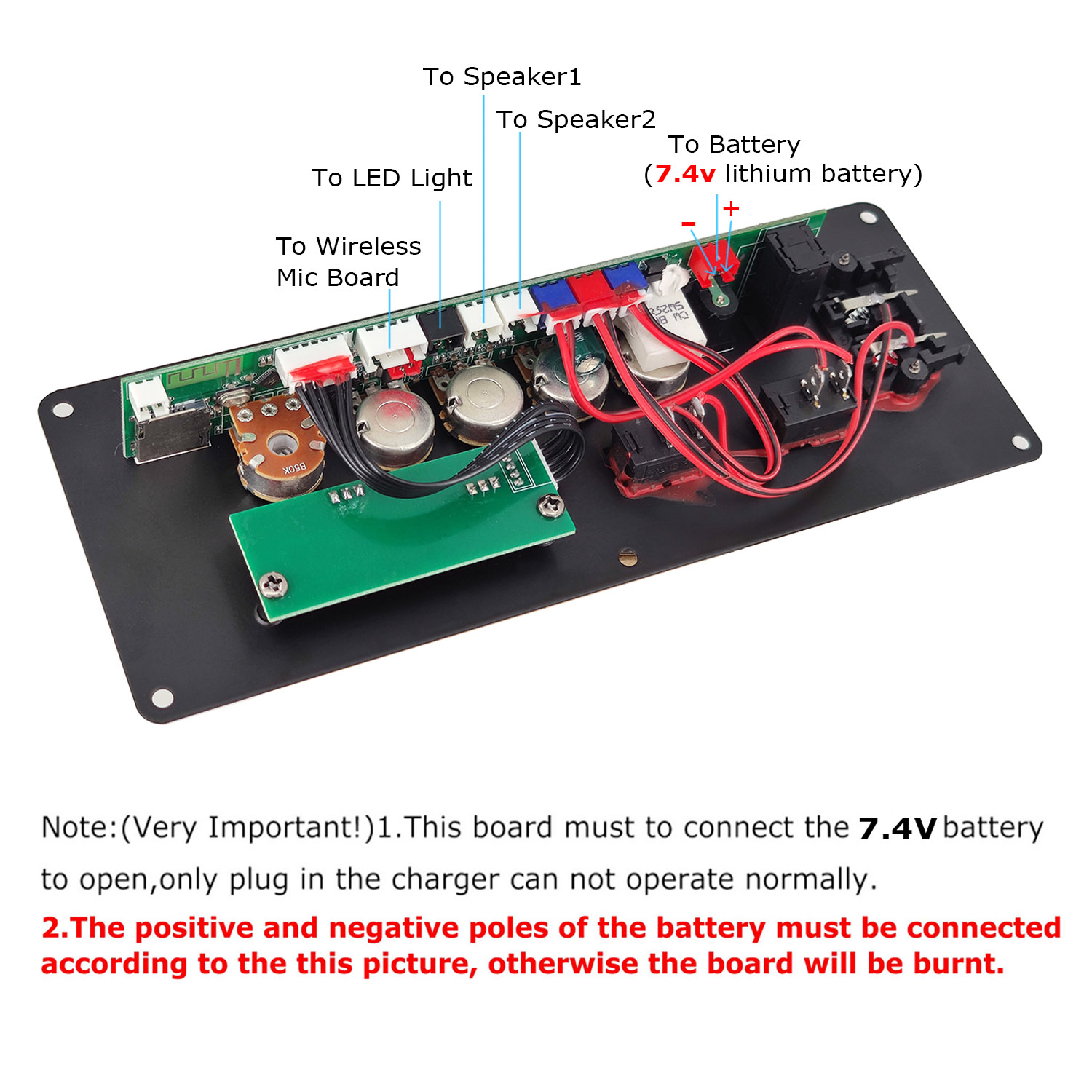 7.4V Amplifier Board Square Dance 30W Speaker Amplifier Support Bluetooth AUX U-Disk Recording 5-8Inch Speaker Home Theater DIY_voghion.com
