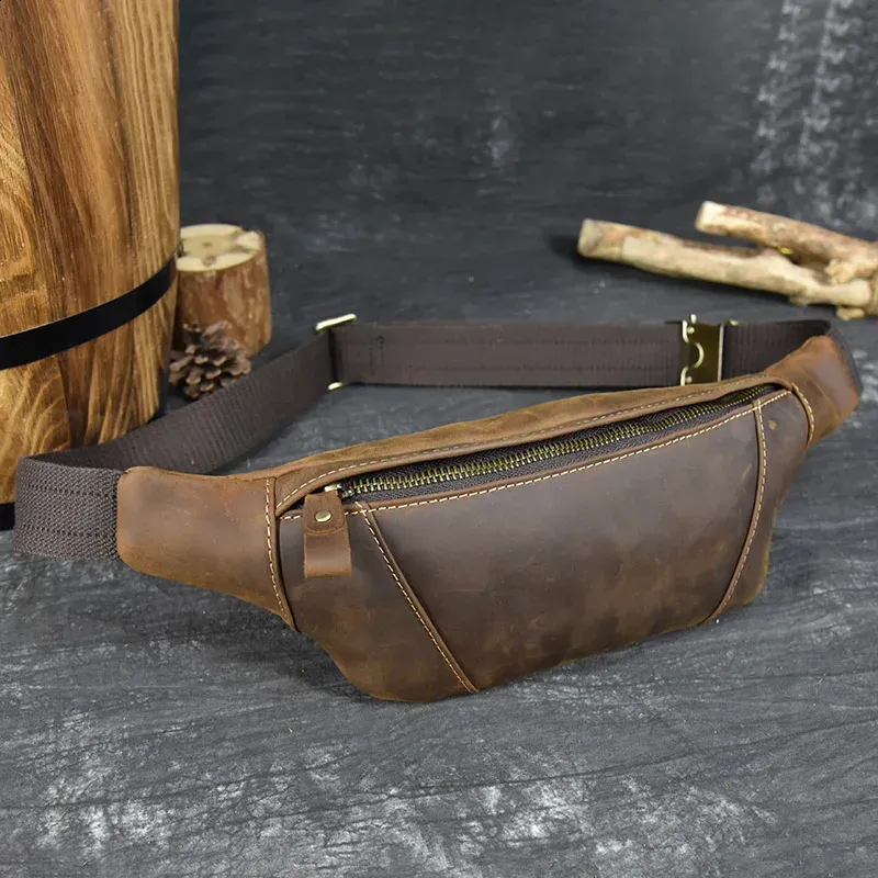 Herren Brusttaschen Crossbody Schulter Mann Männliche Leder Taille Pack SG Tasche Für Outdoor-Sport Gürteltasche Klein 240924_voghion.com
