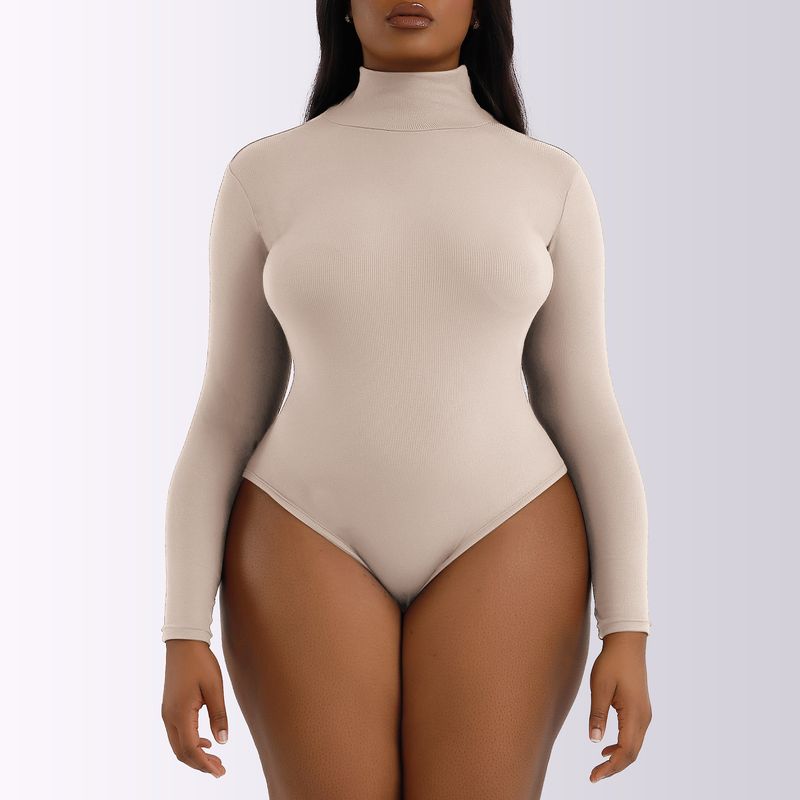 Tuta a maniche lunghe con collo alto e fondo a camicia da donna autunno e inverno_voghion.com