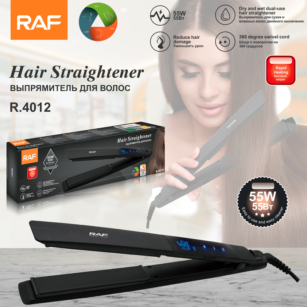 RAF - Rizador de pelo liso con clip para el hogar, de iones negativos, para uso transfronterizo europeo, con raíces esponjosas