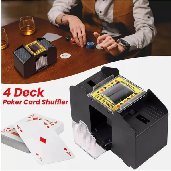Mescolatore automatico di carte da poker per 4 mazzi, macchina mescolatrice elettrica in stile casinò_voghion.com