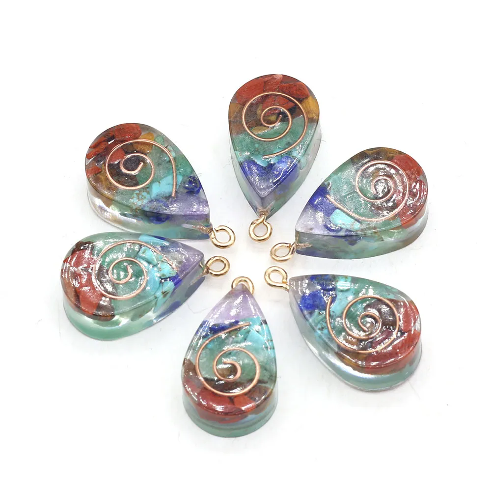 Hartvormige hars edelsteen bedel 7 chakra sieraden onderdeel_voghion.com