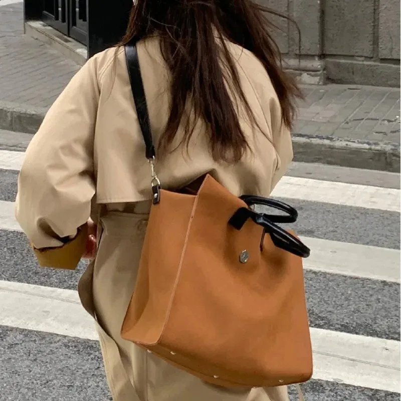 Borsa da donna in pelle opaca vintage, grande capacità, borse a tracolla, borse a tracolla da donna, borsa da viaggio casual grande marrone_voghion.com