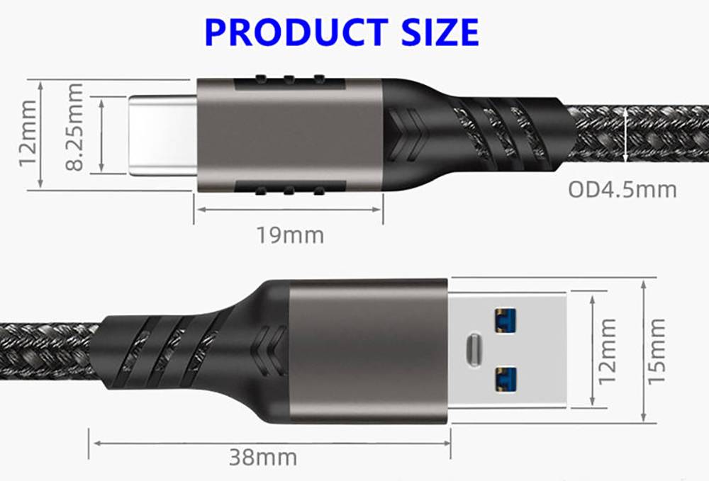 LANSKLBD Hannord USB3.2 10Gbps Cable USB A to Type-C 3.2 Data Transfer USB C SSD Hard Disk Cable 3A 60W Quick Charge 3.0 Charge Cable_voghion.com