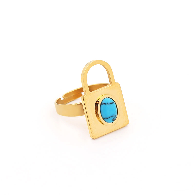 Gute, nuovo design alla moda, collana con lucchetto turchese blu, bracciale in acciaio al titanio, set di quattro gioielli resistenti alla luce_voghion.com
