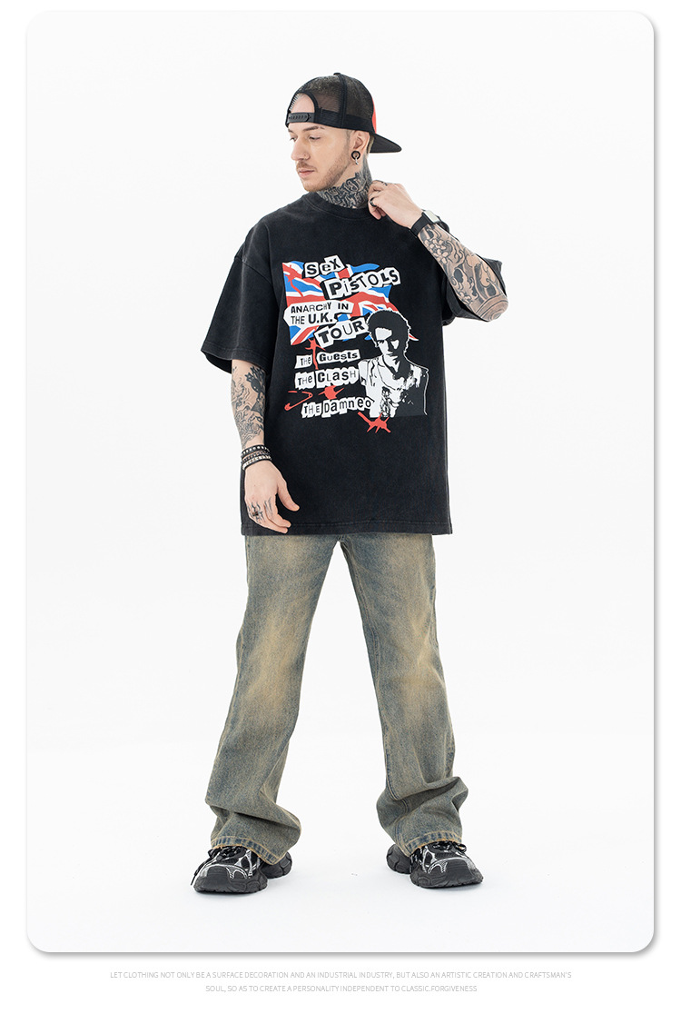 Vêtements pour hommes SUP | T-shirt à manches courtes pour hommes, nouvelle marque de mode d'été 2024, groupe de punk rock High Street_voghion.com
