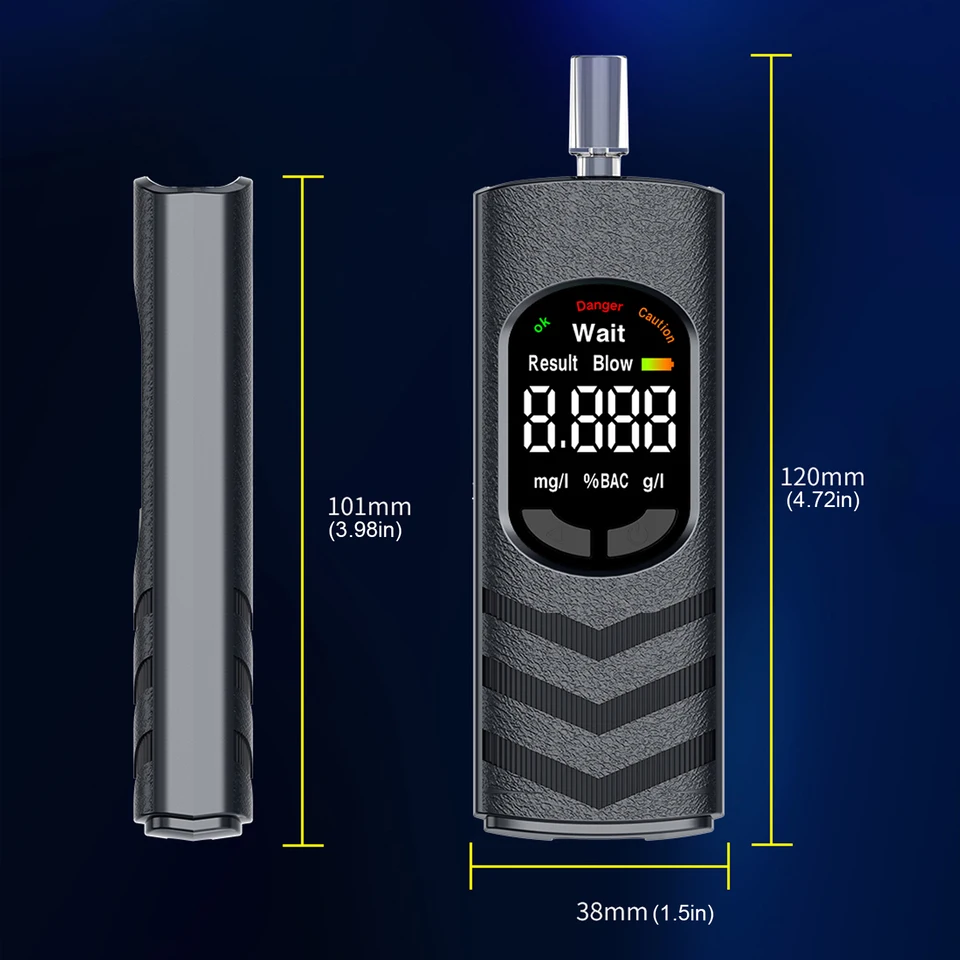 Portable Alcohol Breath Tester With Lcd Display And 5 Mouthpieces_voghion.com