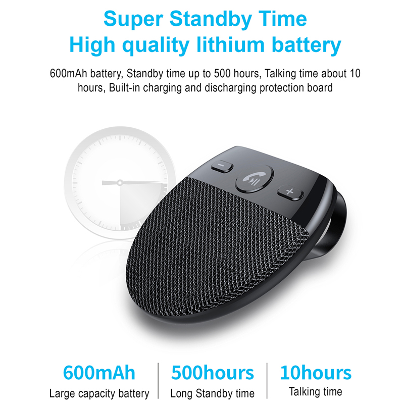 Wireless Bluetooth Car Kit Sun Visor Handsfree Speaker Audio Adapter Noise Cancellation Support Siri Voice Control for IPhone_voghion.com