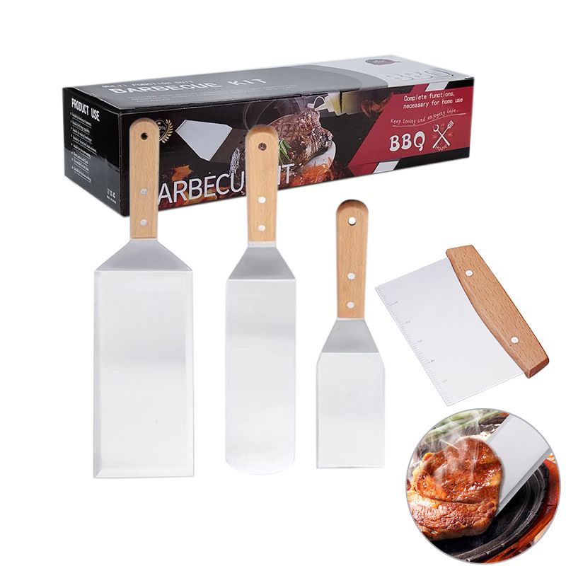 Beech handle stainless steel steak cooking pizza fried fish barbecue spatula baking utensils_voghion.com