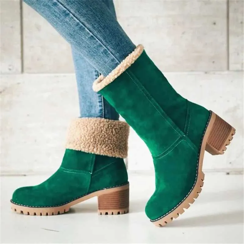 Womens Fur Snow 2023 Winter New Warm Wool Booties Ankle Boot Platform Shoes Turned-over Edge Casual Women Mid Boots_voghion.com