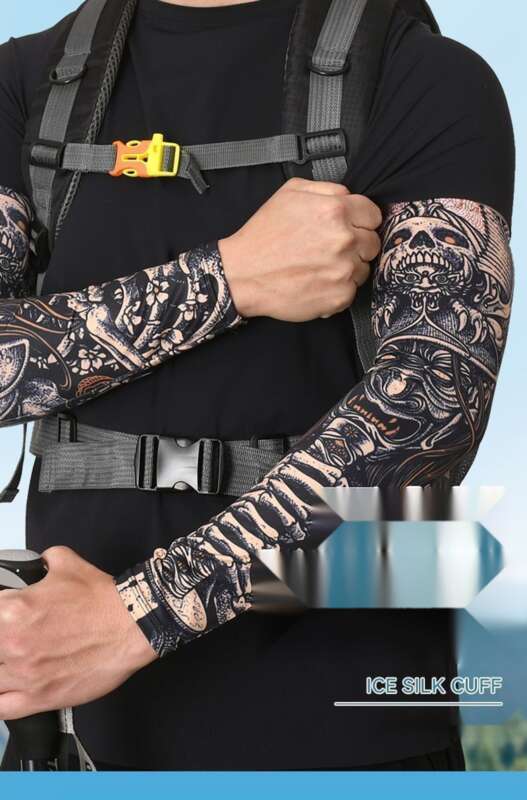 Ice Silk Men, Sleeve Gloves With Tattoos, Sun Protection Arm Covers, Large Size, UV Protection, Summer Ice Sleeves For_voghion.com