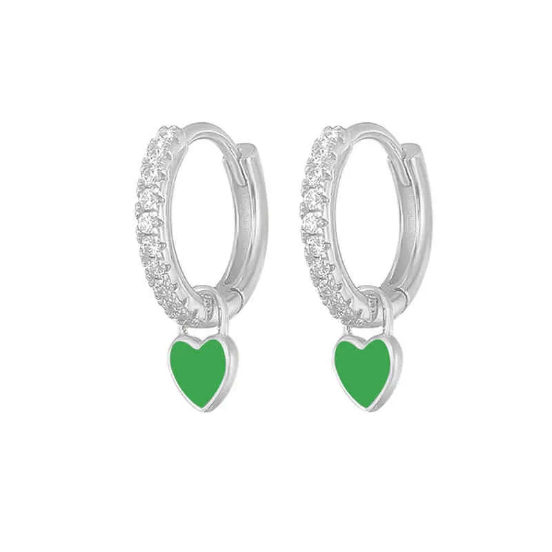 BOAKO placage boucles d'oreilles avec mignon bonbon néon émail coeur breloque goutte boucle d'oreille couleur or argent pour les filles L220614_voghion.com