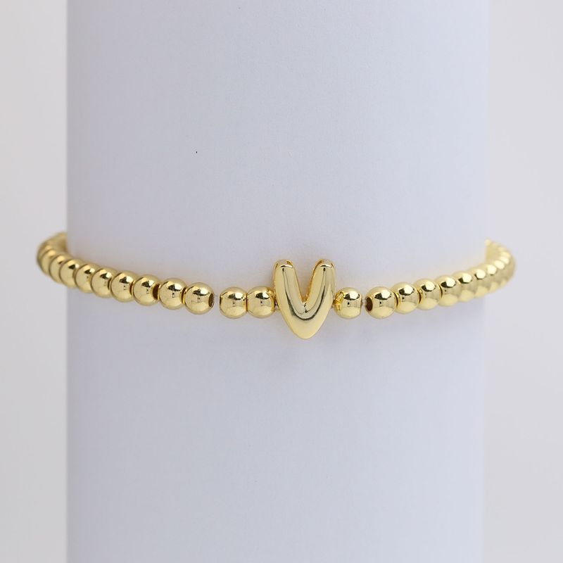 Copper Beaded Plating Letter Bracelets_voghion.com